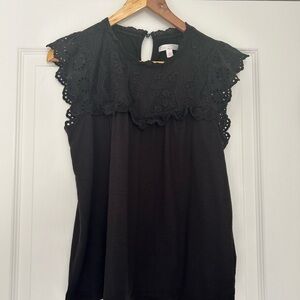 LC Lauren Conrad Black Lace Blouse